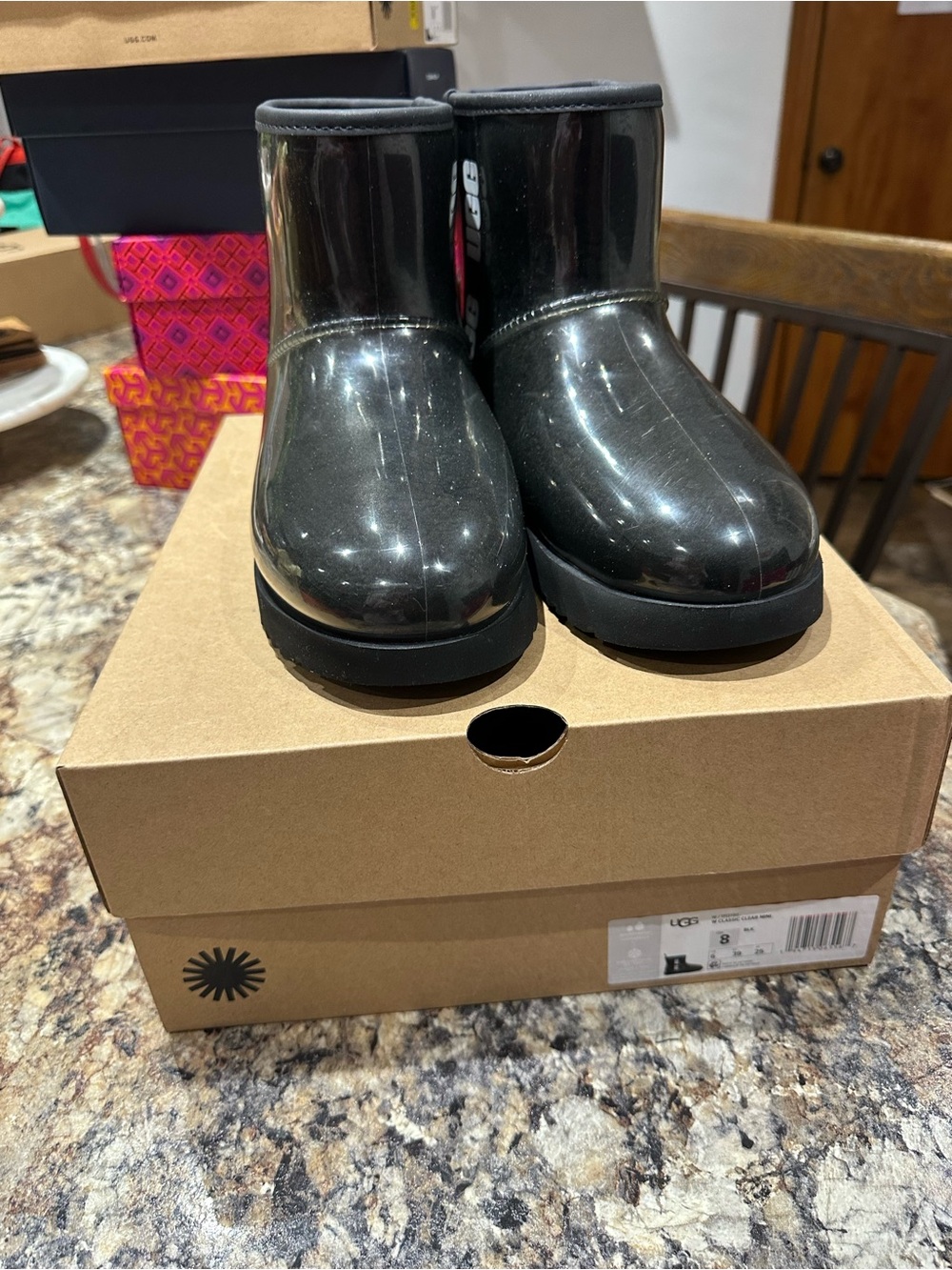 UGG Black Gloss Short Rain Boots